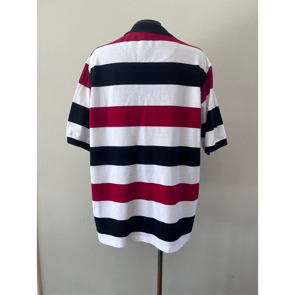 Linea Uomo Rugby Polo Men's Sz XXL Red/Wt/Blu Stripes Americana Nautical Preppy